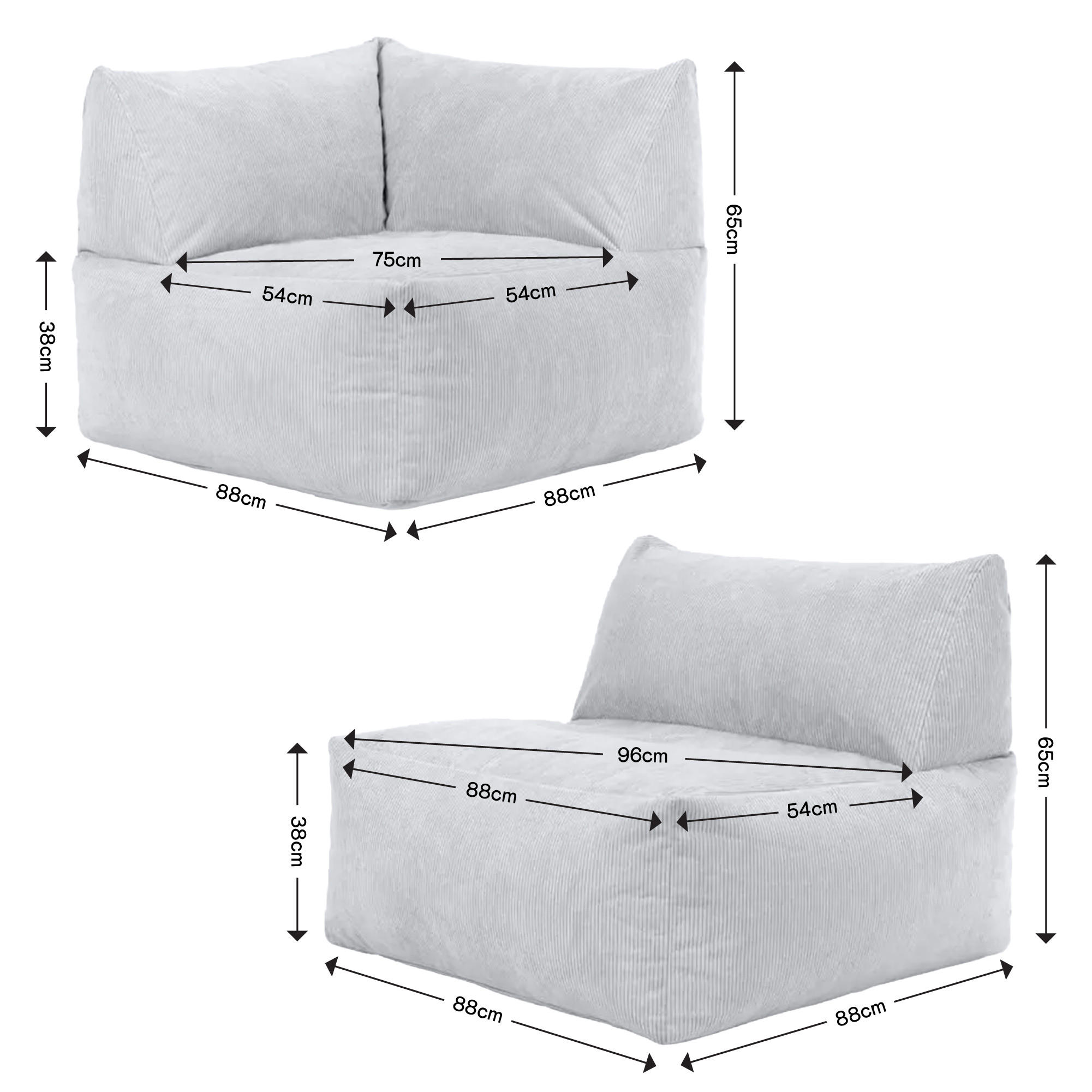 SITZSACK Tetra, modulares Ecksofa, 3pc - Anthrazit/Grau, Kunststoff (176/80/88cm) - icon