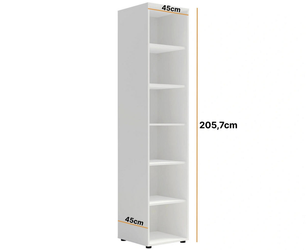 REGAL Weiß - 45 cm - Modena - Weiß, Holzwerkstoff (45/206/45cm) - Ravio