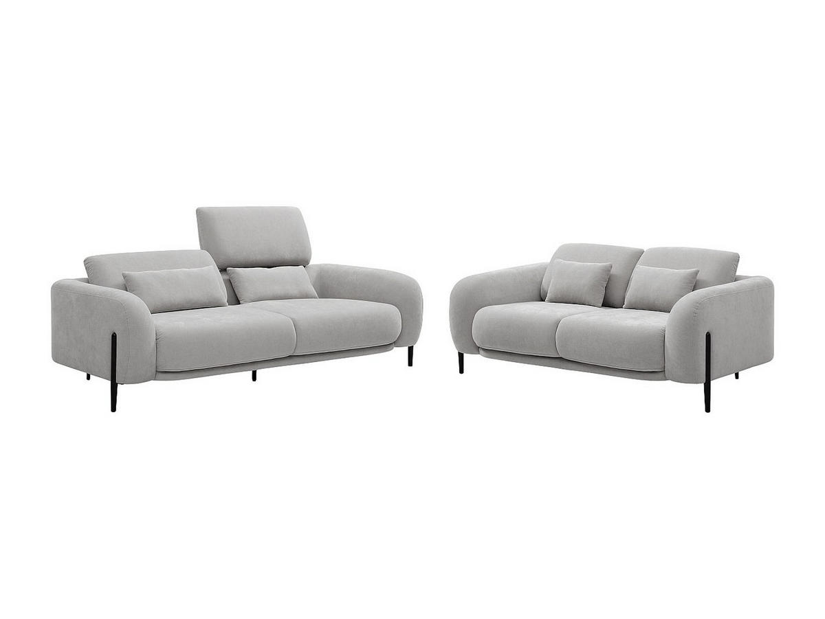 COUCHGARNITUR - 5 Personen - stoff - hellgrau Aravio - Hellgrau, Textil (170/100/102cm) - Vente-Unique