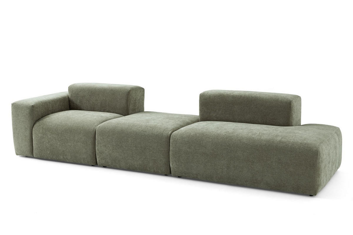 4-SITZER modulares Sofa HEAVEN SET 4 Rechts, Breite 335 cm Webstoff Grün - Schwarz/Grün, Holz/Kunststoff (102/71/335cm) - Muffo