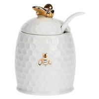 ZUCKERDOSE mit Löffel Gold 10 x 6,5 cm - Multicolor, Keramik (6.5/10cm)