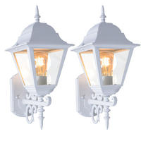 LED AUSSENWANDLEUCHTE Laterne Aluminium Weiß 2er Set - Weiß, Glas (24.5/18.5/44.5cm)