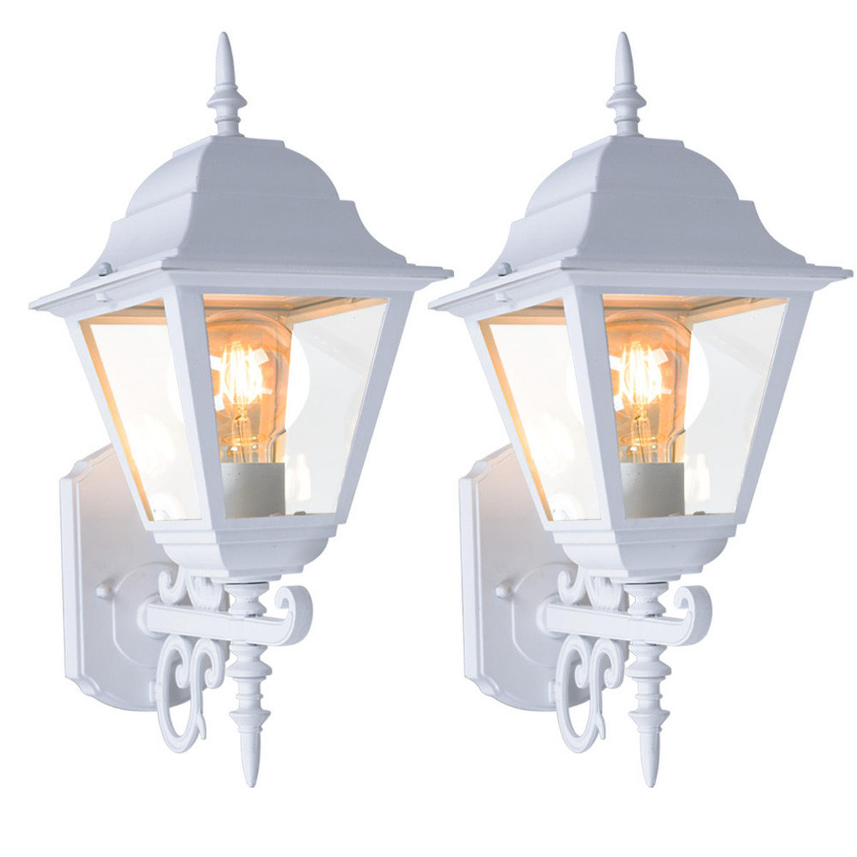 LED AUSSENWANDLEUCHTE Laterne Aluminium Weiß 2er Set - Weiß, Glas (24.5/18.5/44.5cm)