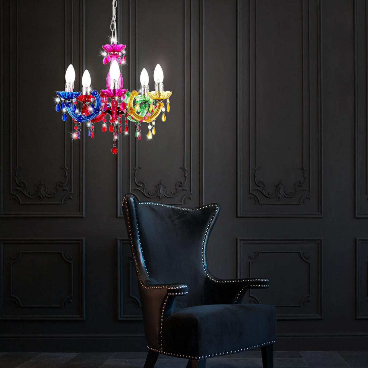 LED KRONLEUCHTER CUIMBRA II Bunt - Multicolor, Metall (44/44/128cm) - Globo Lighting