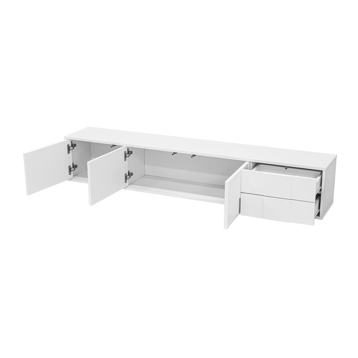 TV-SCHRANK 170/30/30,5 cm Weiß schwebend mit 3 Türen und 2 Schubladen - Weiß, Holzwerkstoff (170/30.5/30cm) - Oxeza