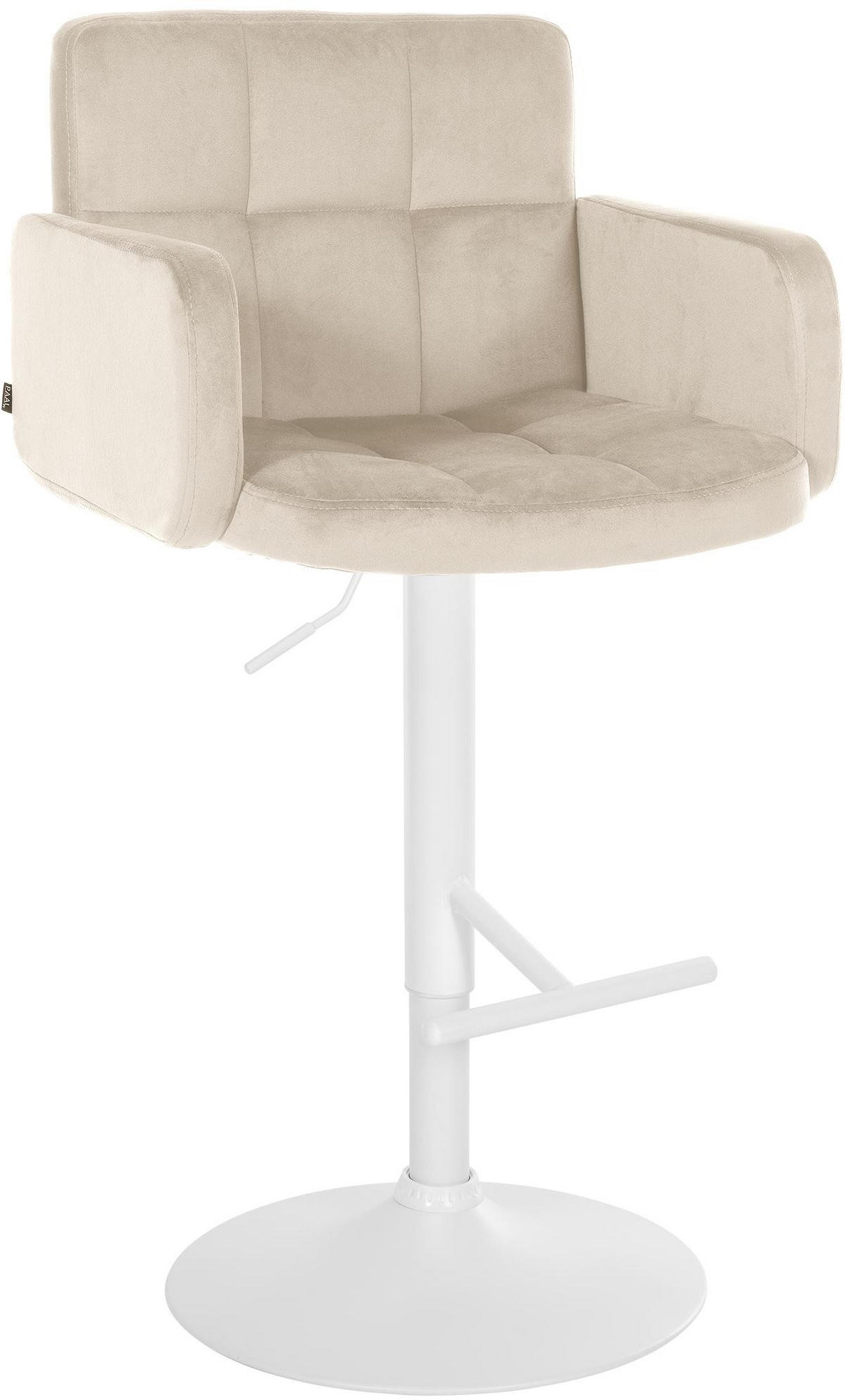 BARHOCKER Samt creme - Creme/Weiß, Textil/Metall (60/93/56cm) - CLP