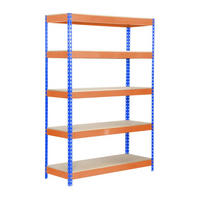 SCHWERLASTREGAL WOOD YETI LIGHT FIVE | HxBxT 200x120x45cm | Fachlast 300kg | Blau-Orange - Gelb, Metall (120/200/45cm) - PROREGAL
