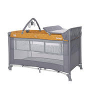 REISEBETT Torino plus 2 gelb Wickelauflage Spielbogen Räder faltbar - Grau, Kunststoff (70/127cm) - Lorelli