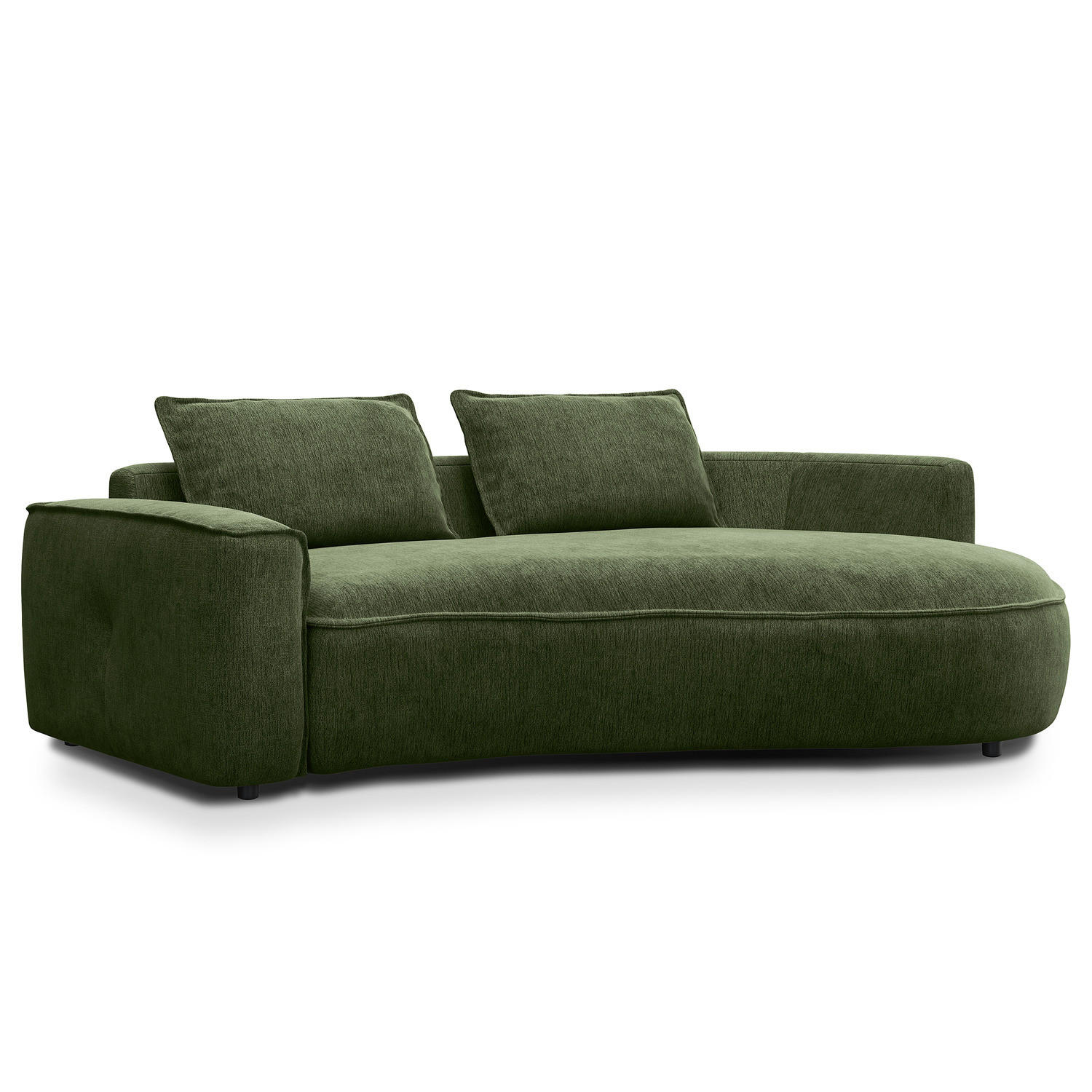 2,5-SITZER SOFA - Schwarz/Grün, Kunststoff/Textil (217/82/146cm) - home24