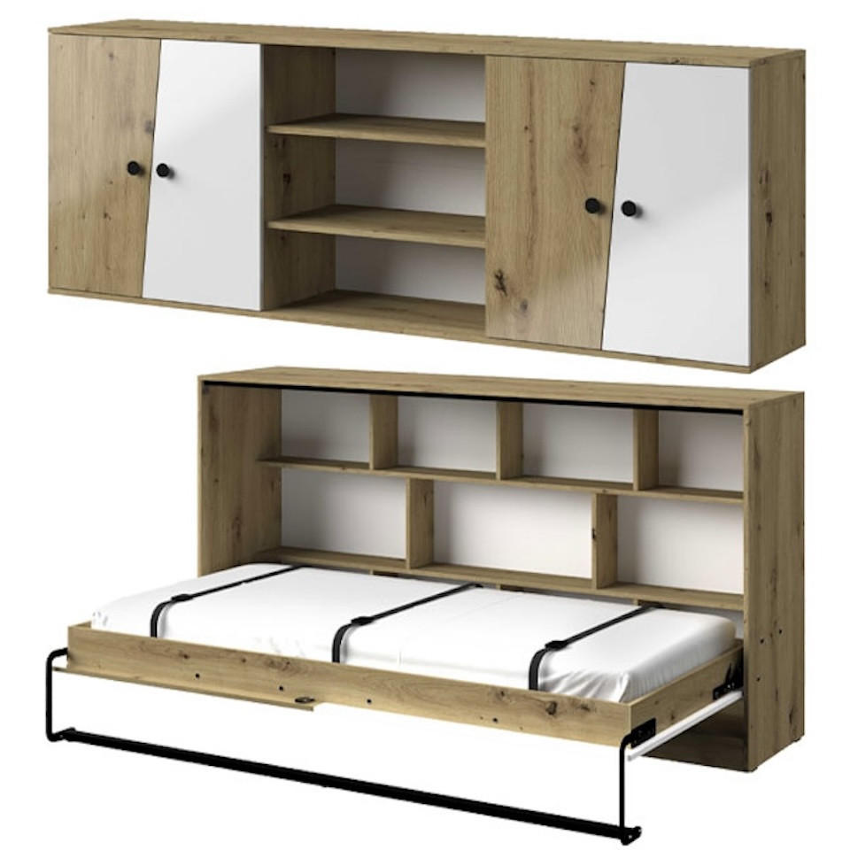 JUGENDZIMMER-SET Nero 2-teilig - Schwarz Hochglanz/Eichefarben, Holz/Holzwerkstoff (213/189/136cm) - Feldmann-Wohnen