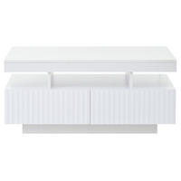 COUCHTISCH 100/50/45 cm in Weiß mit 2 Schubladen und LED-Beleuchtung - Weiß, Holzwerkstoff (100/50/45cm) - Flora Grace