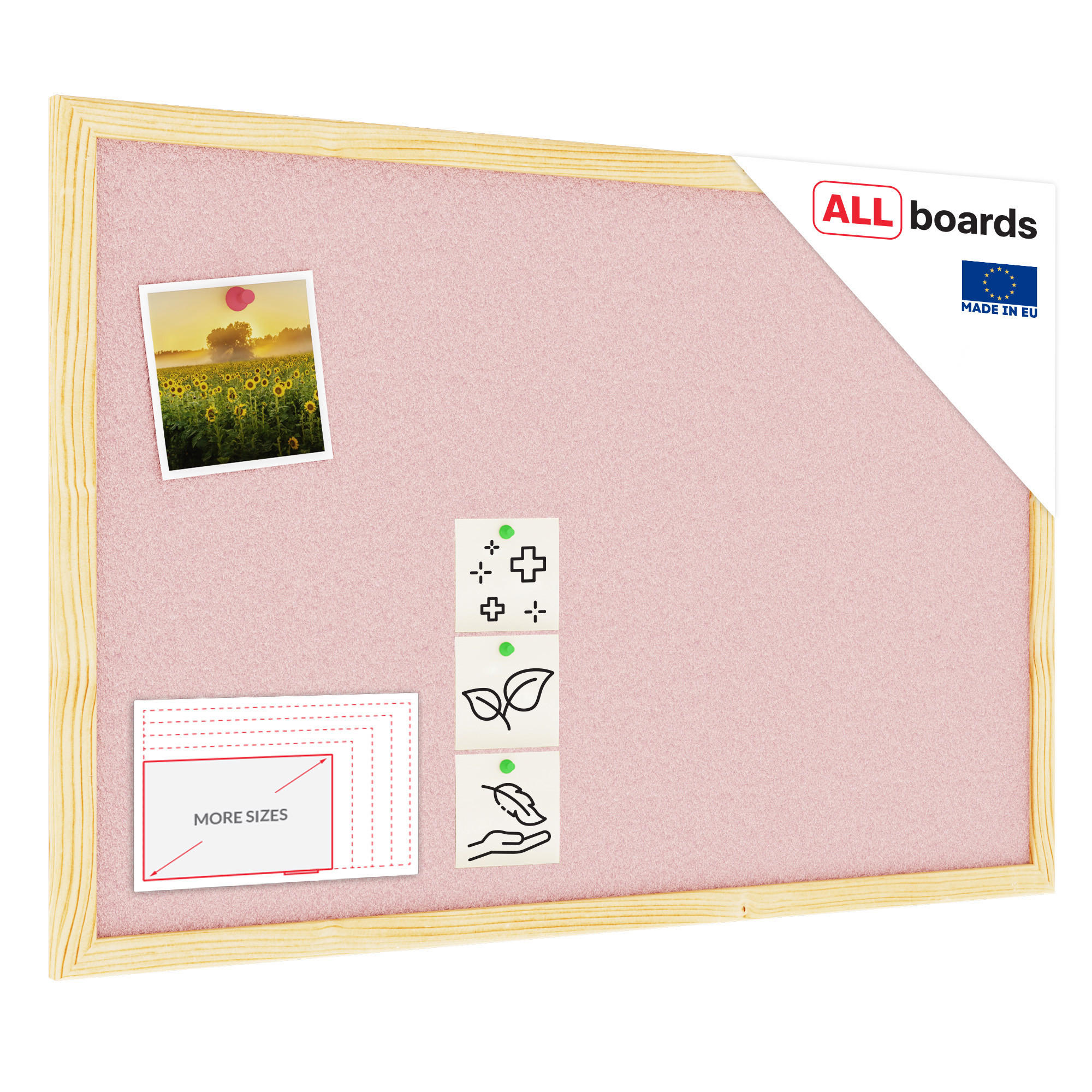 KORKTAFEL Pastellrosa Pinnwand mit Holzrahmen 60x40cm - Pink, Holz (60/40/2cm) - ALLboards