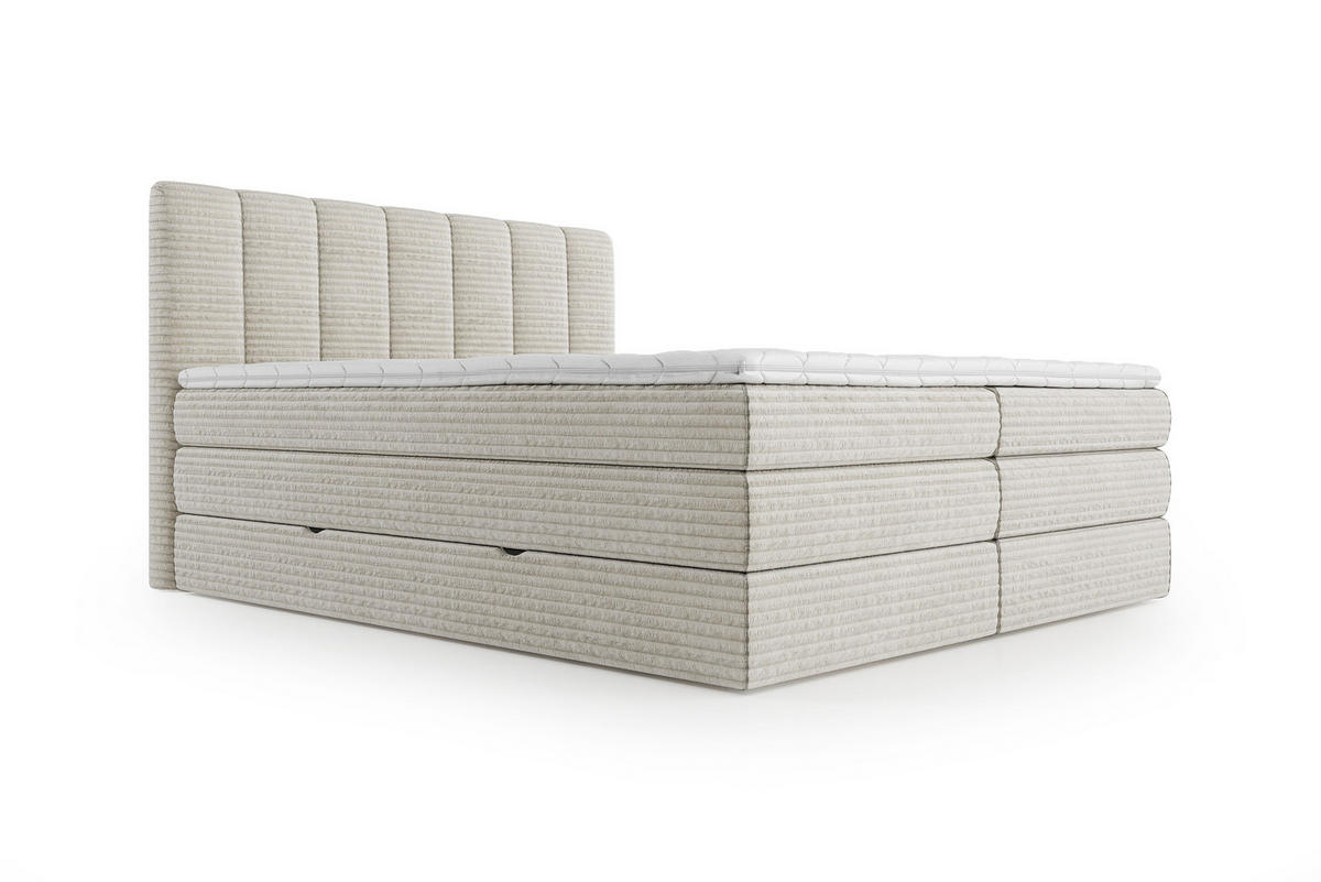 BOXSPRINGBETT Traum 180x200 – in Beige, mit Bettkasten und Gasdruckfedern - Beige, Textil (180/200cm)