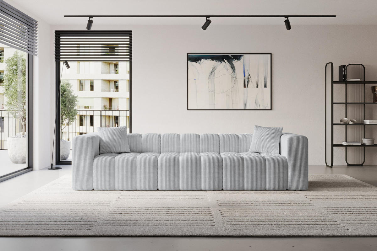 POHOVKA 3-MÍSTNÁ DONY-3 315x90x71 cm Šedá Manšestr - šedá/barva hliníku, kompozitní dřevo/textil (315/71/90cm) - ALTDECOR