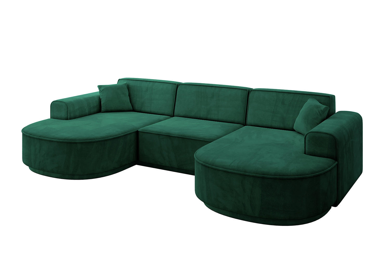 WOHNLANDSCHAFT MARI-U1-v3 - 303x171x83 cm Grün Velours - Schwarz/Grün, Holzwerkstoff/Kunststoff (303/83/171cm) - ALTDECOR