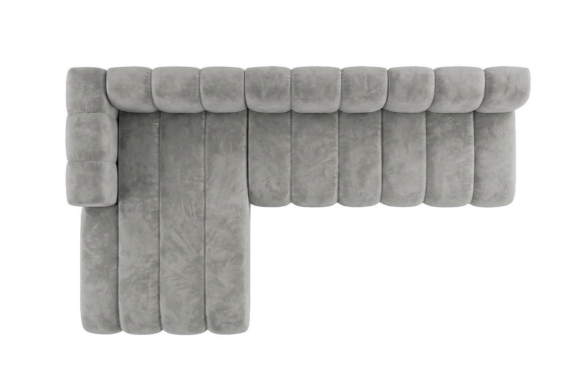 ECKSOFA Modulares In L-Form, Velvet-Stoff Riviera, Grau, Links, GRAND 295 cm - Grau, Holz (295/179cm) - Kaiser Möbel