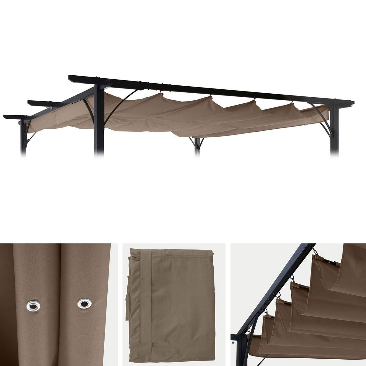 ERSATZDACH 320x250cm für Pergola 3x3m Taupe-Braun - Taupe, Textil (320/1/250cm) - BERLINLODGE