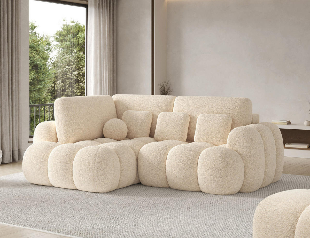 ECKSOFA COZION L-Form mit Schlaffunktion & Bettkasten – Modernes 3-Sitzer Sofa, HR-Kaltschaum, Wellenfederung, 267 × 165 cm - Creme/Schwarz, Kunststoff (165/267cm) - Wohnideebilder