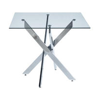 GLASESSTISCH 80/80/75 cm mit Metallgestell in Silber - Silberfarben, Metall (80/80/75cm) - BEAOK