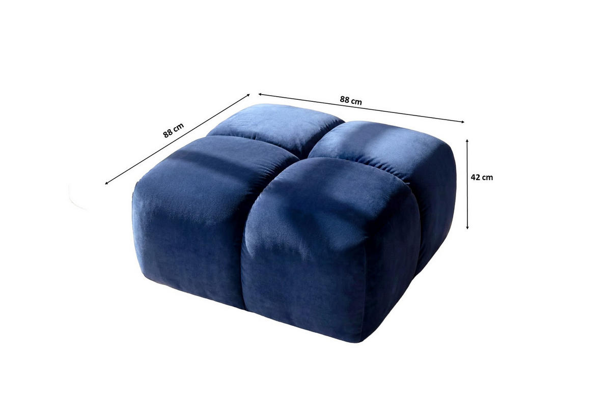 HOCKER, Pouf, Veloursstoff Bluvel, Tintenblau, Averro - Blau, Holz (88/42/88cm) - Kaiser Möbel