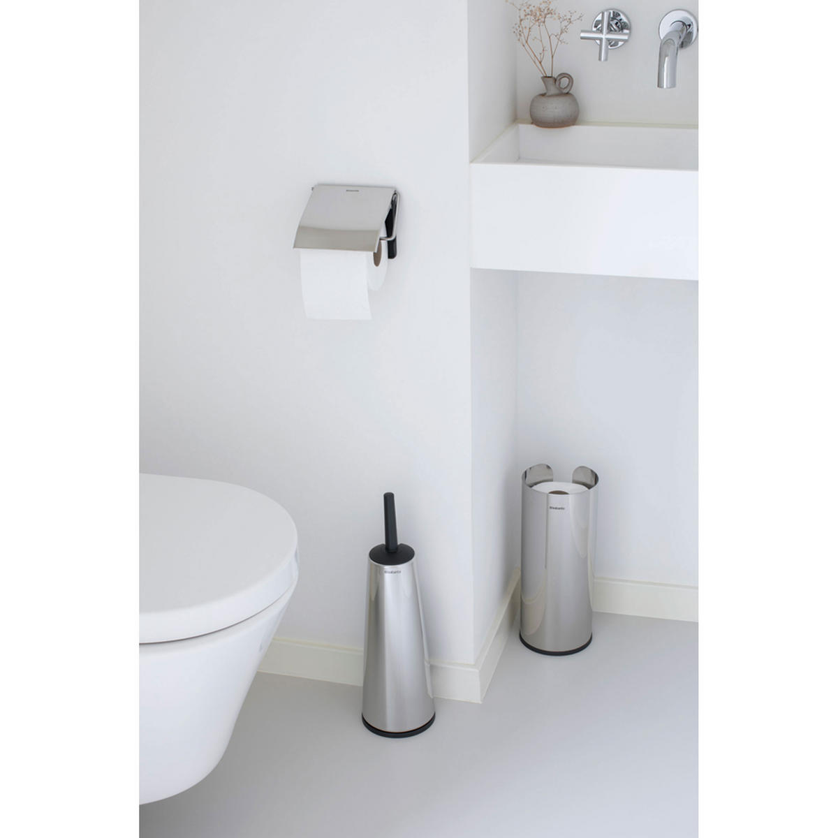 TOILETTENBÜRSTENGARNITUR ReNew, Edelstahl - Silberfarben, Metall (14.4/11.8/16.5cm) - Brabantia
