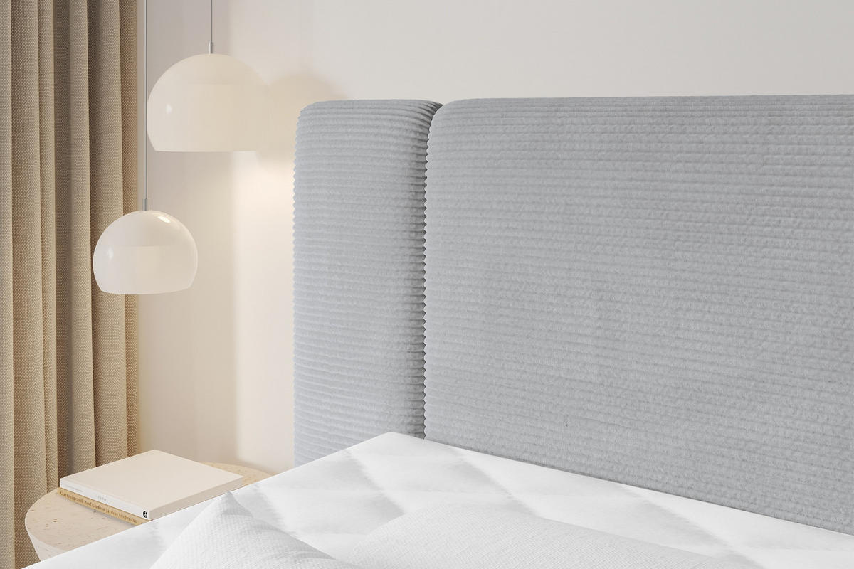 BOXSPRINGBETT mit Matratze H3/H4 - EVON KING - 140x200 cm Grau - Graubraun, Holzwerkstoff (140/200cm) - ALTDECOR