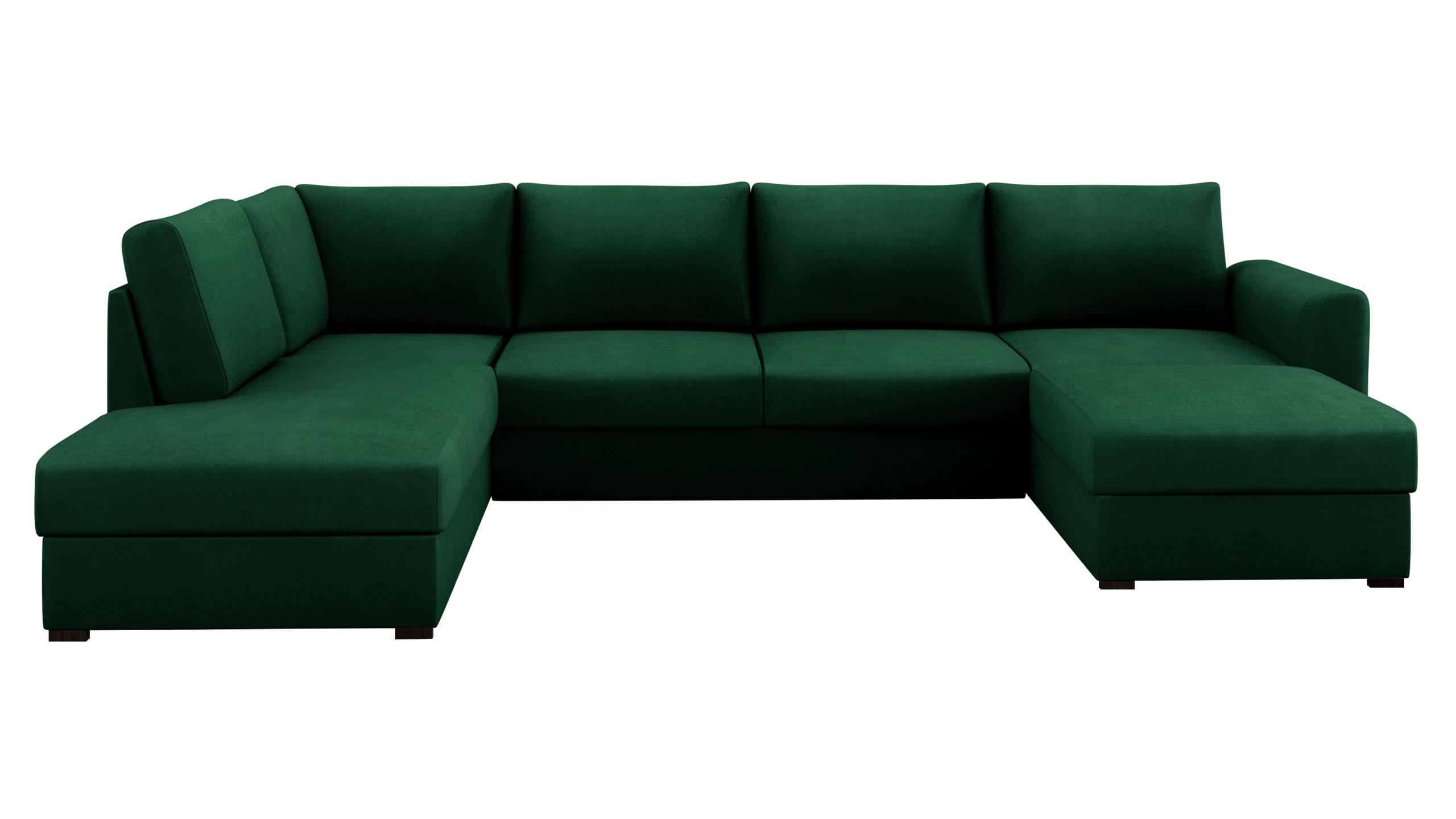 WOHNLANDSCHAFT Wilma Premium, Seite: Links - Smaragdgrün/Schwarz, Holz/Textil (305/85/188cm) - MIRJAN24