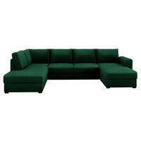 WOHNLANDSCHAFT Wilma Premium, Seite: Links - Smaragdgrün/Schwarz, Holz/Textil (305/85/188cm) - MIRJAN24