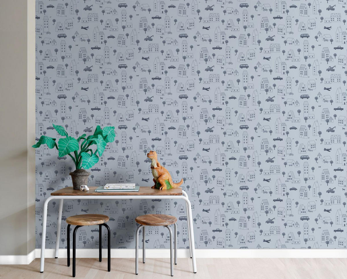 TAPETE Fahrzeuge 50 x 900 cm - Blau, Papier (50/0.1cm) - ESTAhome