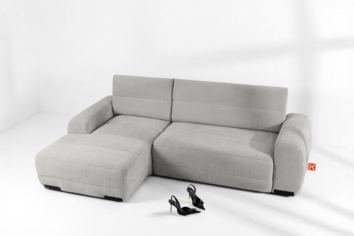 ECKSOFA LINKS BLUME, Hellgrau - Hellgrau, Holz/Holzwerkstoff (271/164cm) - KONSIMO®