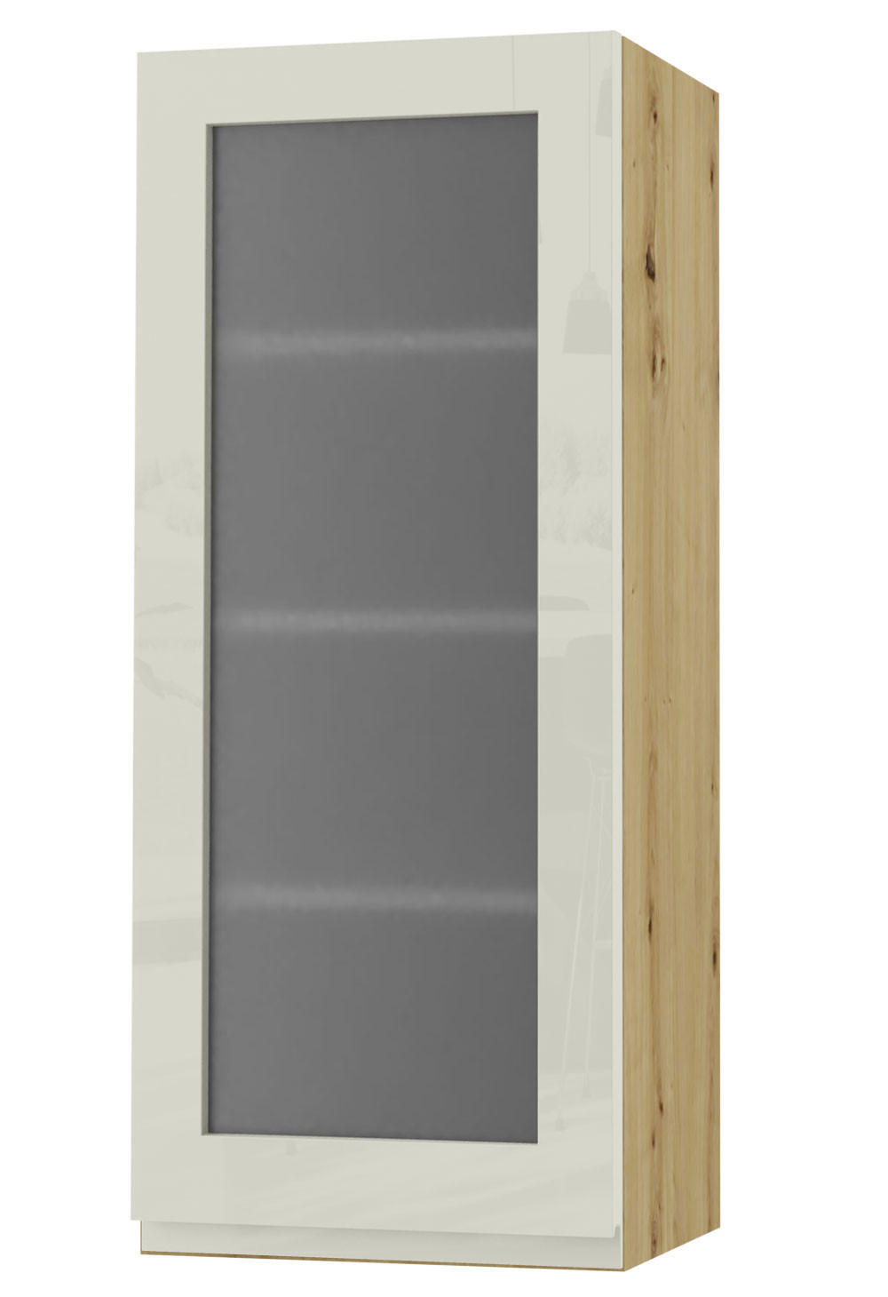 HÄNGESCHRANK Florence W4S/40 Eiche Artisan / RAL 1013 perlweiß HG 40 / 32,5 / 96cm - Türanschlag links - Weiß Hochglanz/Eiche Artisan, Holz/Holzwerkstoff (40/96/32.5cm) - Feldmann-Wohnen