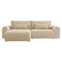 ECKSOFA Surles Cord - Beige/Schwarz, Holz/Kunststoff (245/145cm) - MIRJAN24