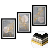WANDBILDER 3er-Set - 20x30 cm Schwarzer Rahmen - Abstrakte Muster Wellen Kreise - Schwarz, Kunststoff (20/30cm) - ArtPrintCave