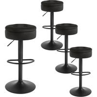 BARHOCKER 4er Set, drehbar, Samt, Schwarz - Schwarz, Textil/Metall (39/60.5/39cm) - Woltu