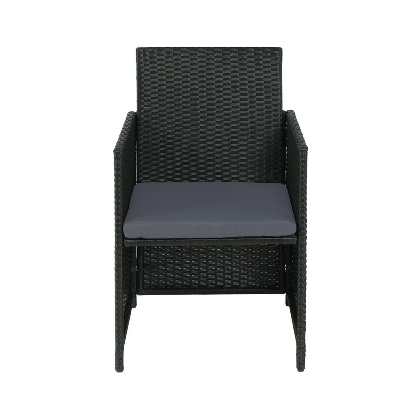 POLY-RATTAN GARTENSTUHL Schwarz, Hellgrau - Hellgrau/Schwarz, Kunststoff (53/88/53cm) - MCW
