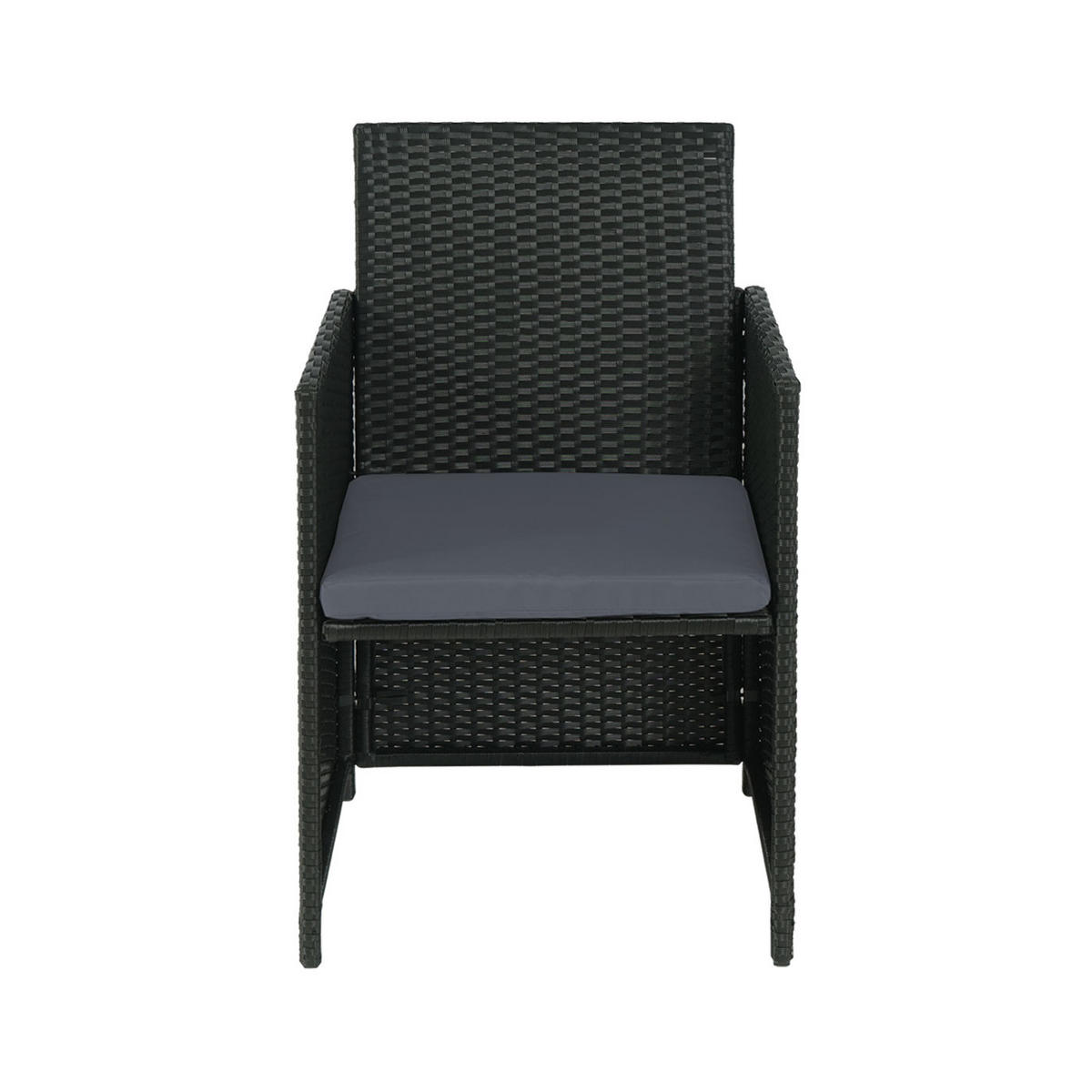 POLY-RATTAN GARTENSTUHL Schwarz, Hellgrau - Hellgrau/Schwarz, Kunststoff (53/88/53cm) - MCW