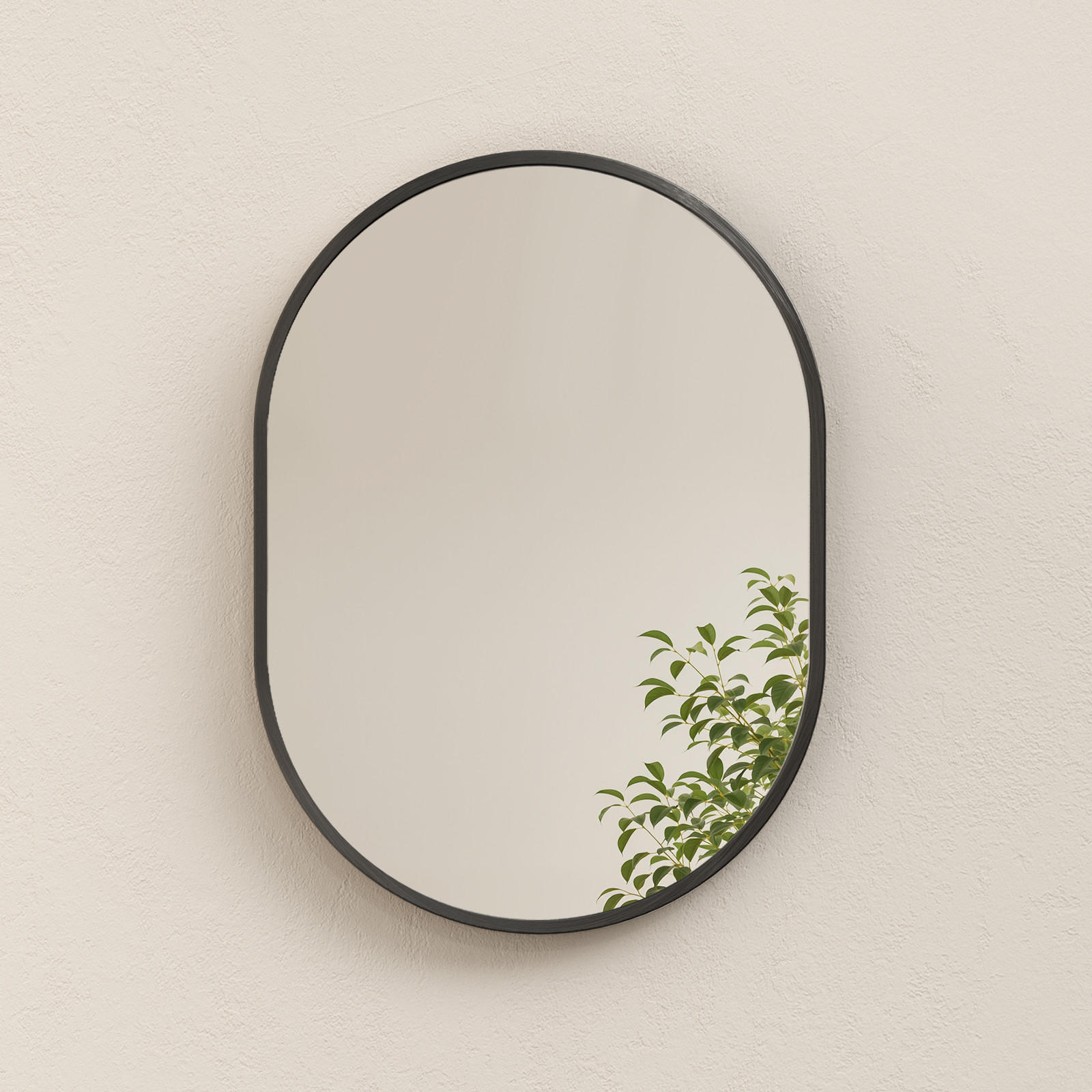 WANDSPIEGEL Umweltfreundlicher Glasspiegel Ovale Schwarz 70/50/2 cm - Schwarz, Glas/Metall (50/70/2cm) - EMKE