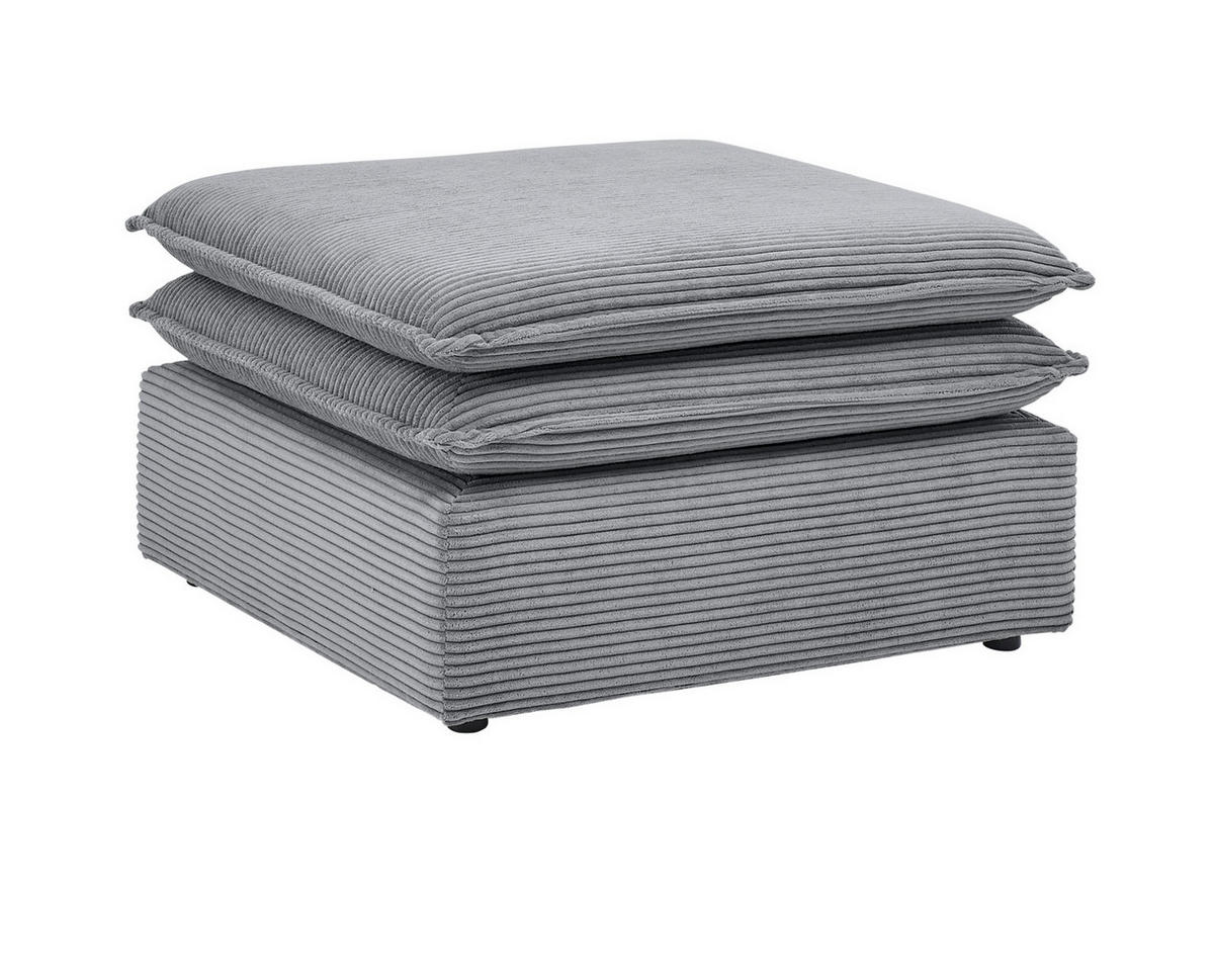SOFA-SET grau Cord, Couch 2-Sitzer inklusive Hocker - Beige/Grau, Holz/Textil (180/83/161cm) - Furn.Design