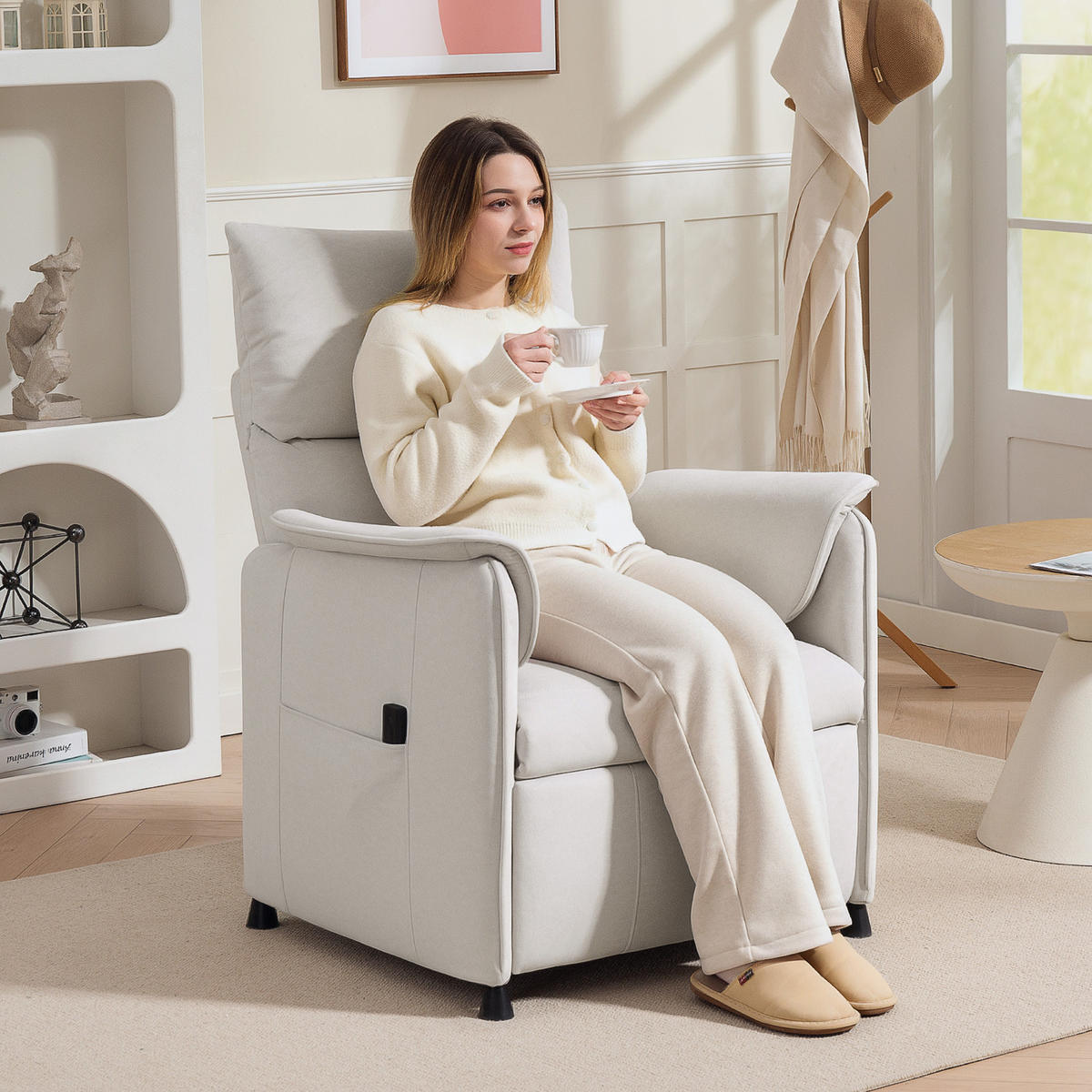 RELAXSESSEL Elektrisch Fernsehsessel mit Memory-Funktion, Cremeweiß - Weiß, Kunststoff (83/104/80cm) - HOMCOM
