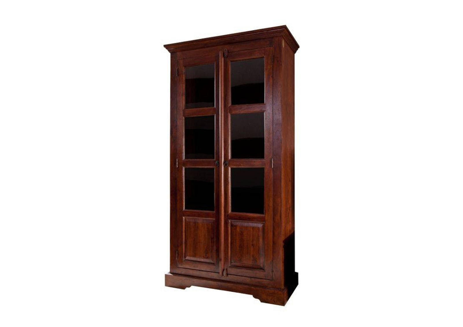 VITRINE Akazie 98x46x191 nougat lackiert OXFORD #440 - Dunkelbraun, Holz (98/191/46cm) - Massivmoebel24