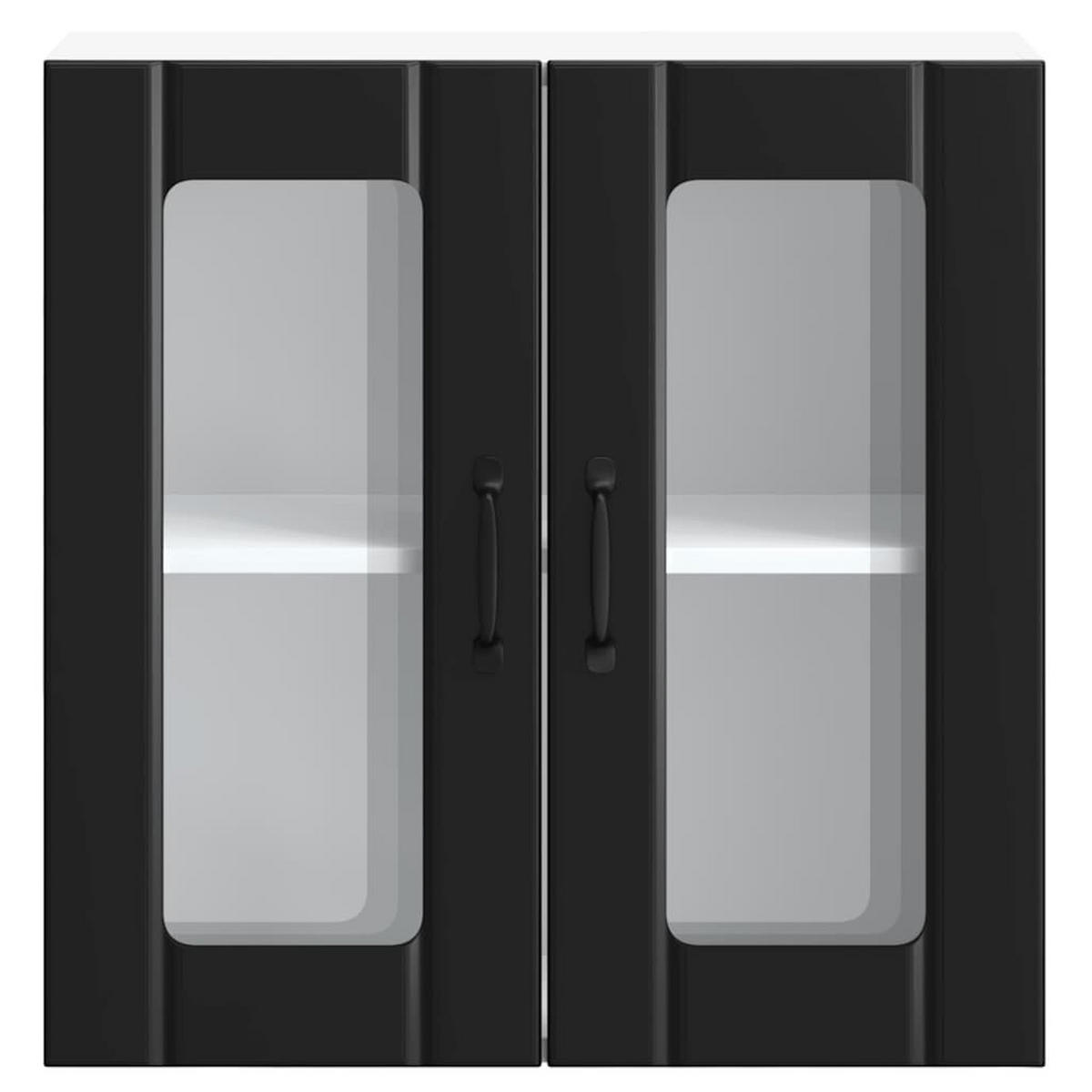 KÜCHEN-HÄNGESCHRANK Mit Glastür Schwarz Holzwerkstoff - Schwarz, Holzwerkstoff (31/60/60cm) - vidaXL