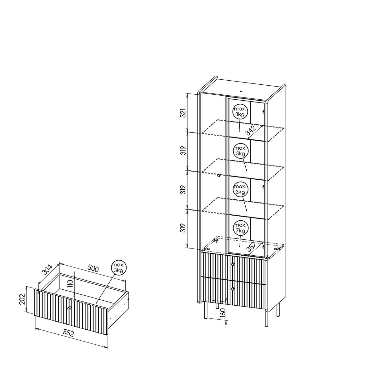 VITRINE KREON 190,7/59 cm in Braun - Braun, Holzwerkstoff (59/190.7/40cm) - MASSENO