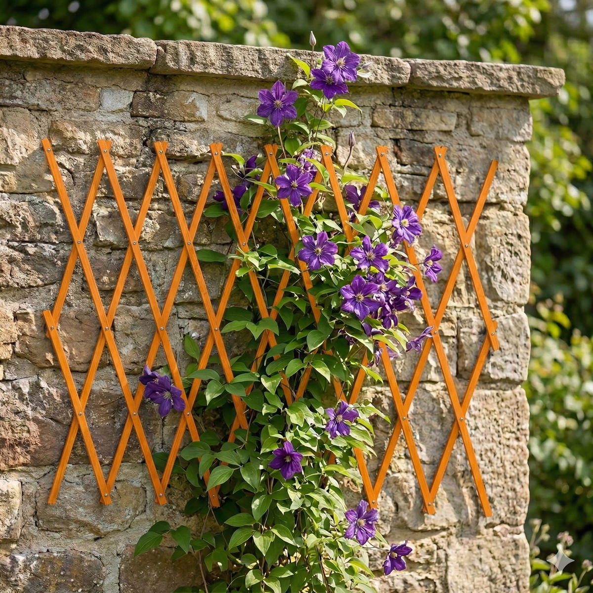 3XRANKGITTER - Orange, Holz (90/310/1.5cm) - Relaxdays