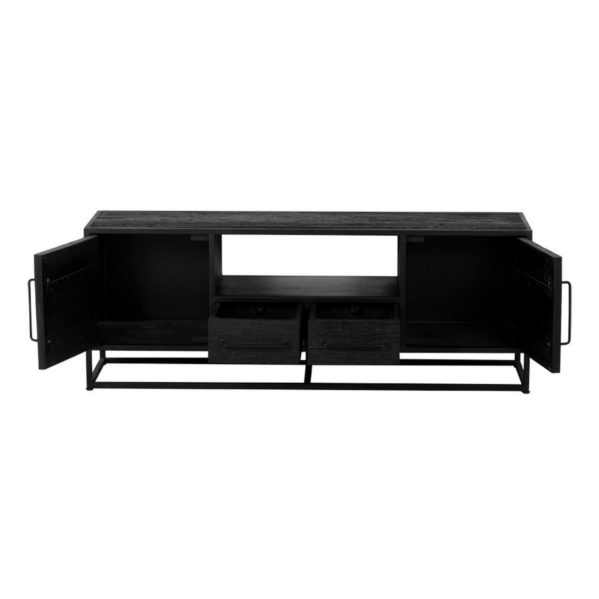 TV-MÖBEL aus Metall/Mangoholz 130cm, schwarz - Schwarz, Holz (130/55/40cm) - Giga Meubel