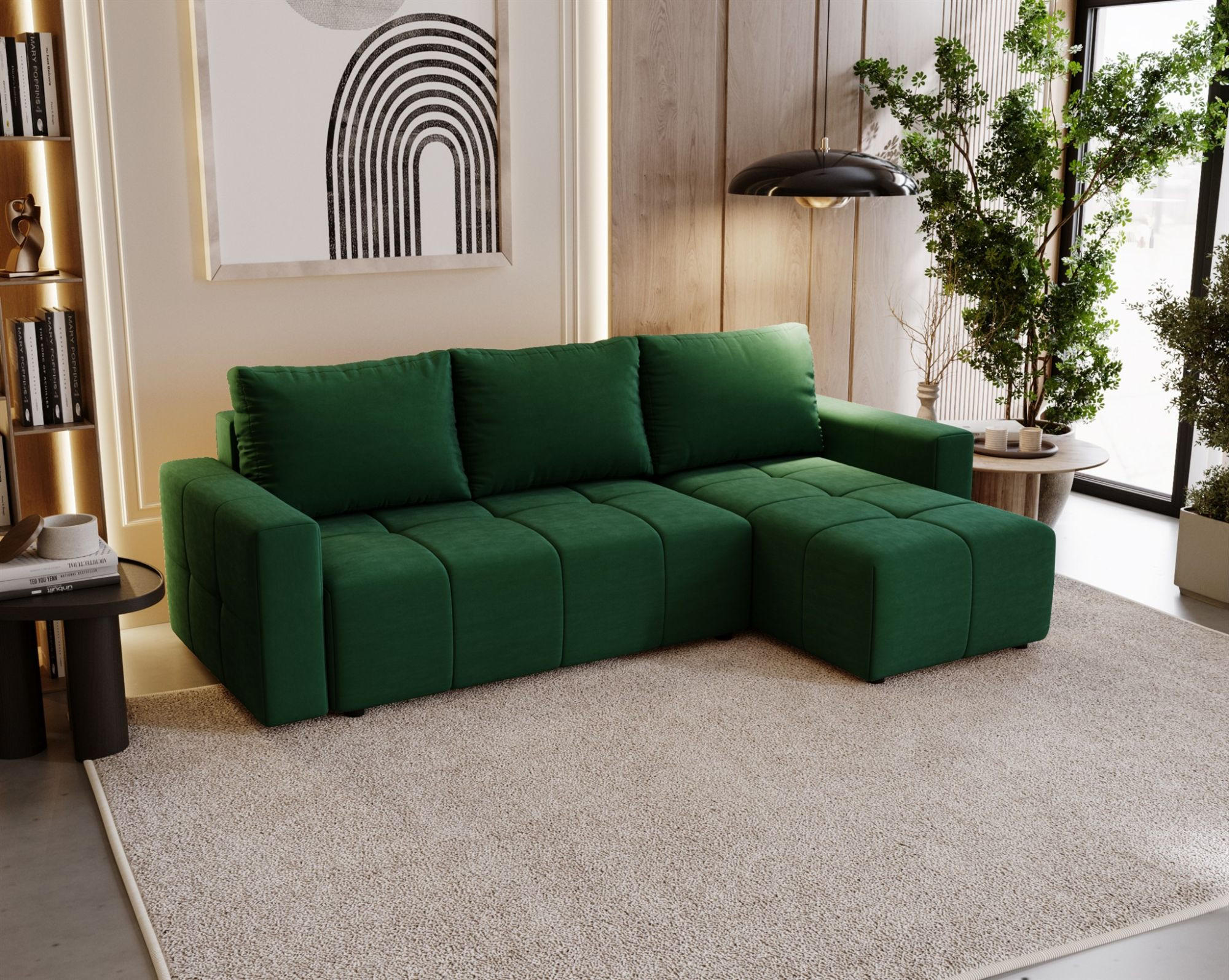 ECKSOFA Noha In Kronos - Grün, Holzwerkstoff/Textil (231/142cm) - Fun Möbel