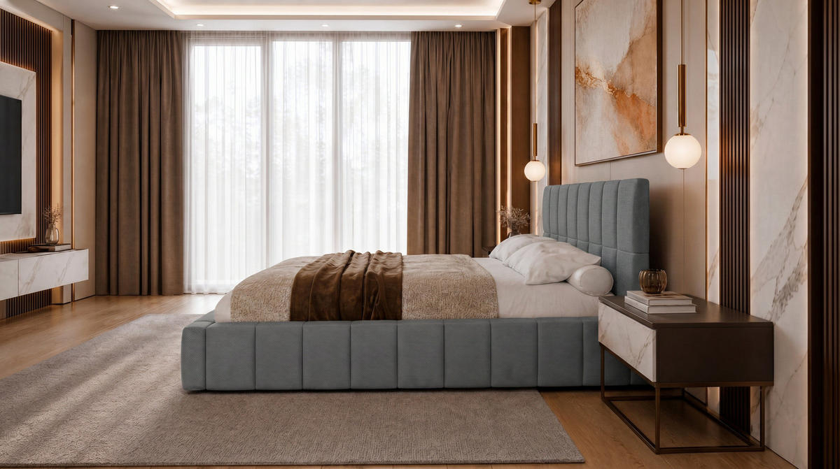 POLSTERBETT 180x200 cm, Alma, Doppelbett mit Bettkasten, Lattenrost aus Holz, Velourstoff, Dunkelgrau - Dunkelgrau, Holz/Kunststoff (180/200cm) - Marpur