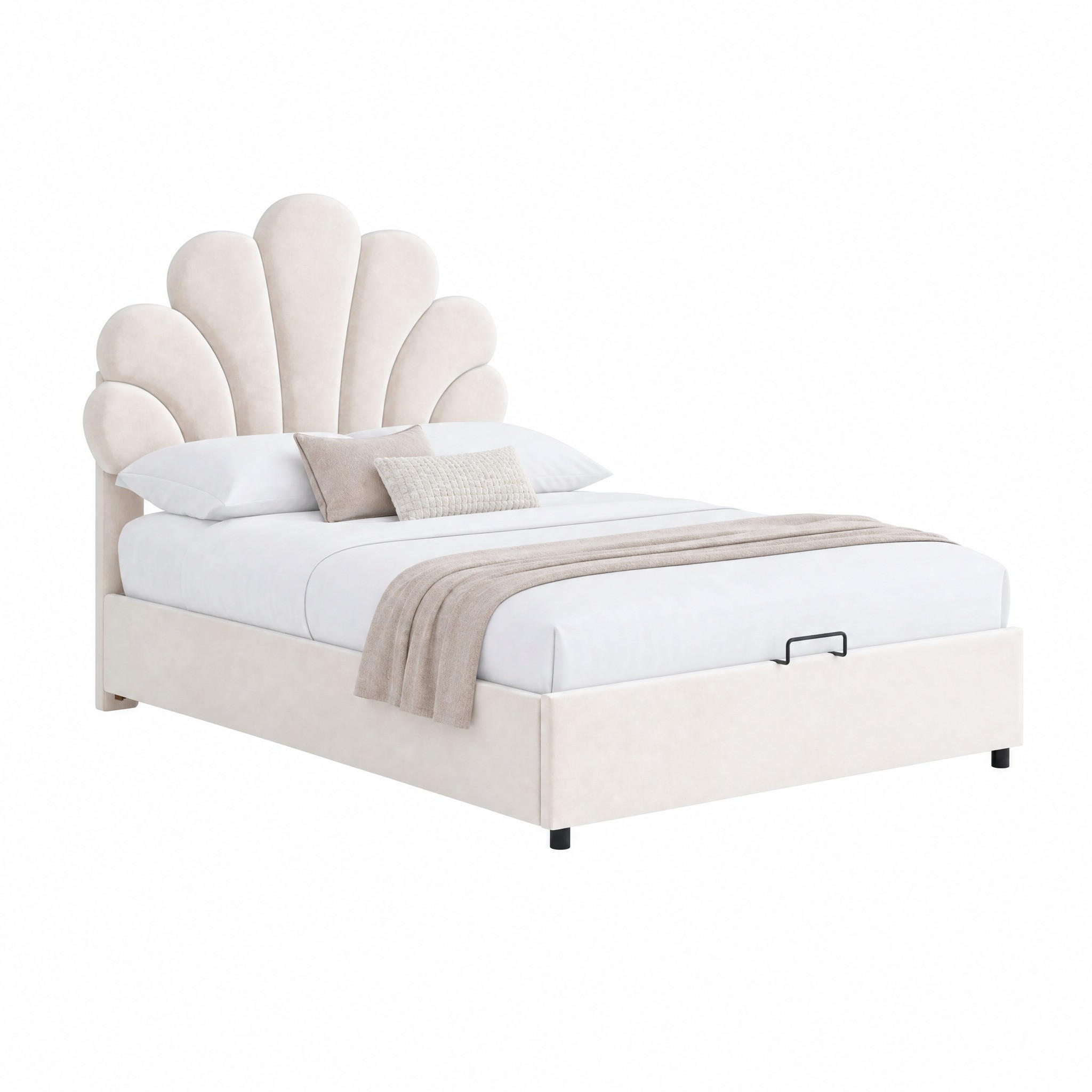 POLSTERBETT mit Stauraum 90x200 cm Samt Beige - Beige, Metall (90/200cm) - Meubliv