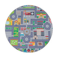 KINDERTEPPICH Waschbar, mit Dorf‑ und Bauernhofplan‑Muster, Grau, Ø 200 cm - Grau, Textil (200/200cm) - KADIMA DESIGN