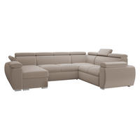 WOHNLANDSCHAFT Boston U, Seite: Links - LC+2P+R+2R - Chromfarben/Naturfarben, Holz/Textil (325/98/260cm) - MIRJAN24