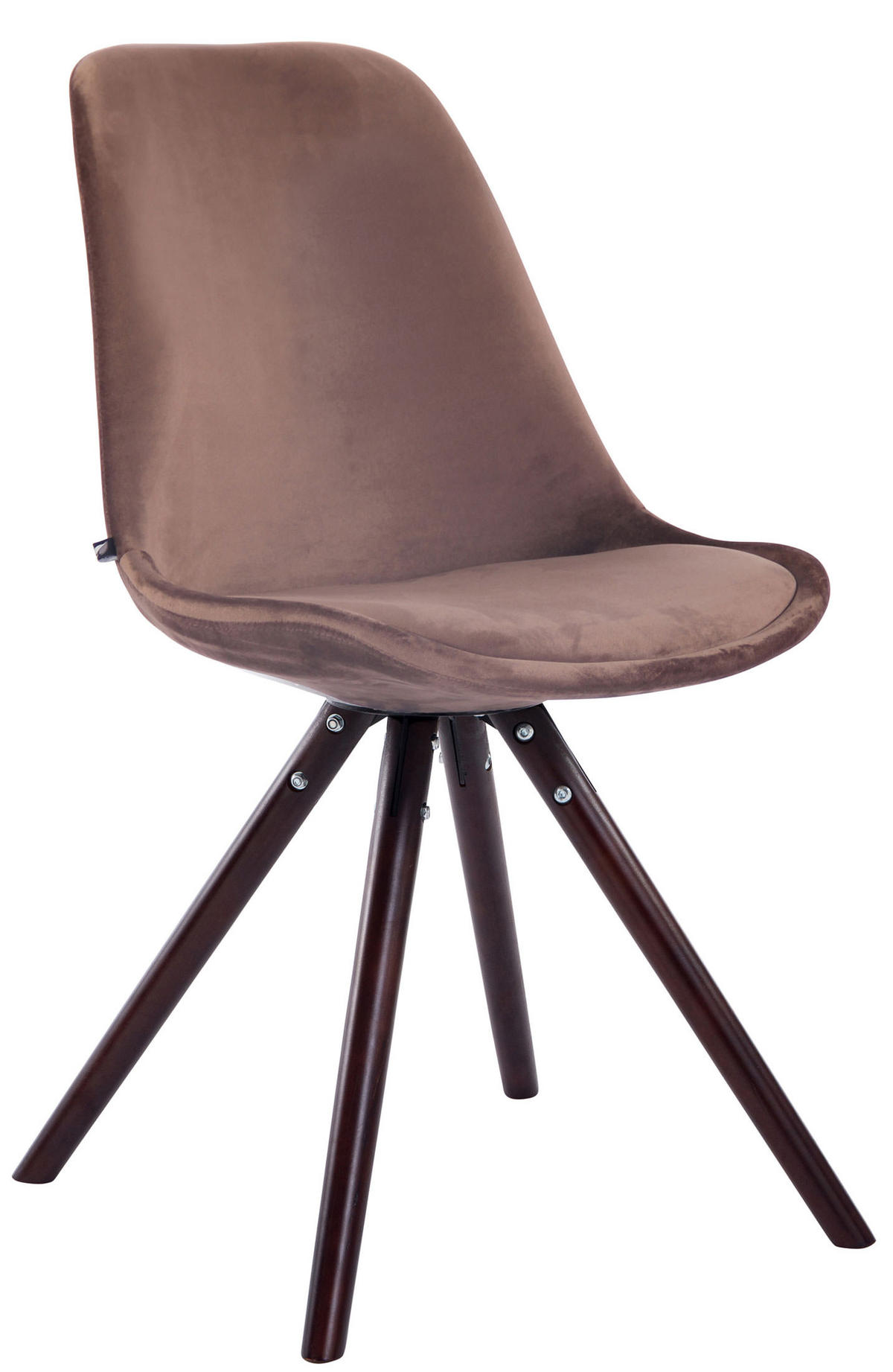 STUHL Samt braun - Braun/Cappuccino, Holz/Textil (48/84/56cm) - CLP